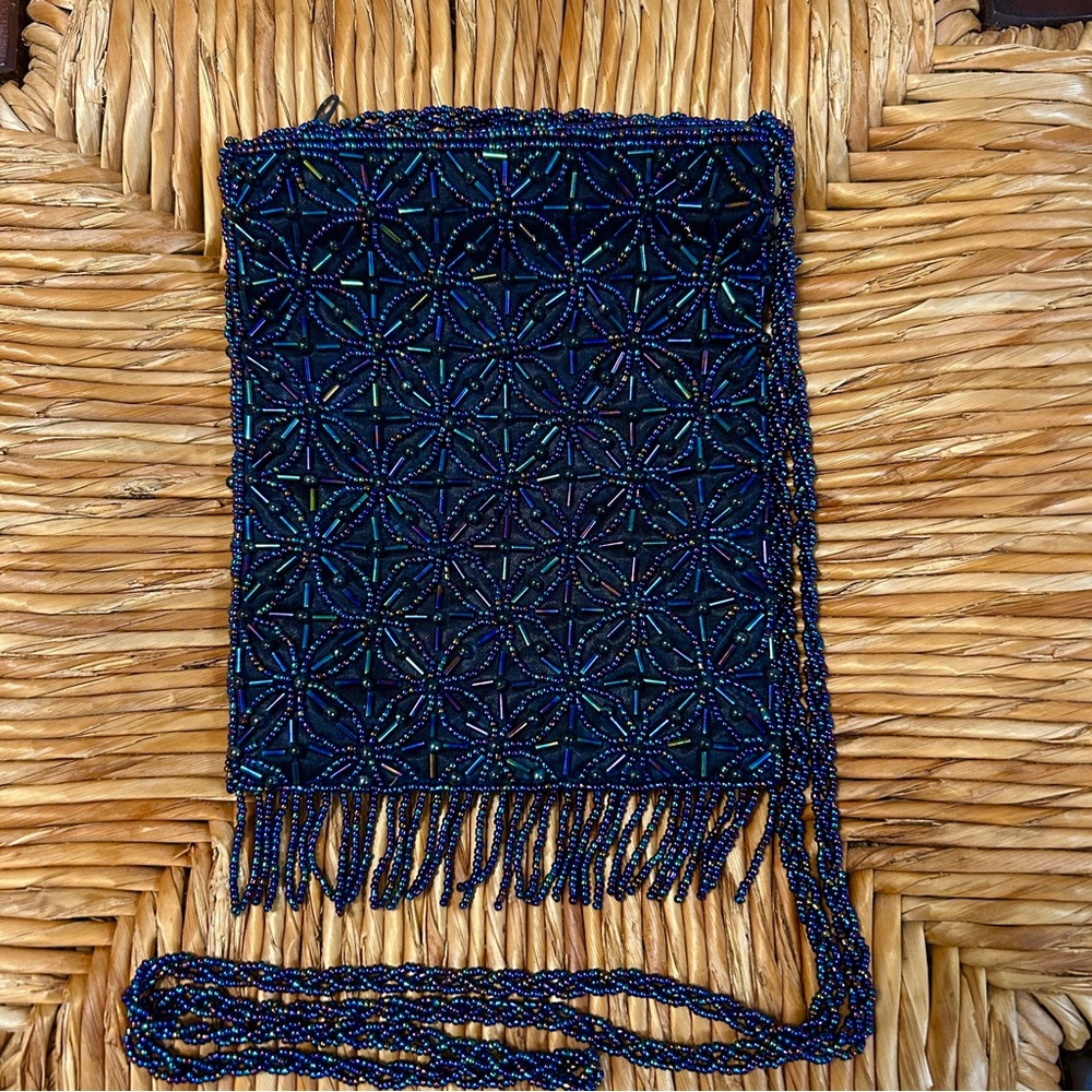 VINTAGE Cobalt Blue Beaded Bag
